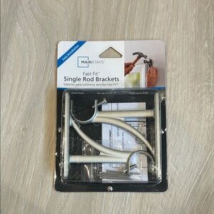 Mainstays Fast Fit Curtain Rod Brackets in Silver Brushed Nickel, New In Package